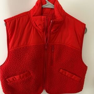 Cropped Red Fleece Vest